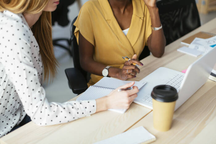 Professionals participating in a discussion